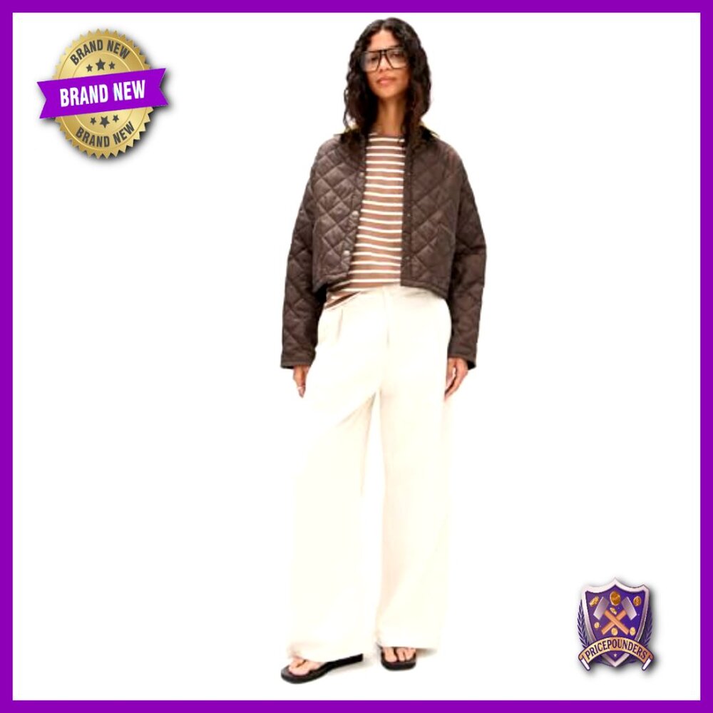 Cropped Quilted Jacket Lightweight Technical Weav… - image 3